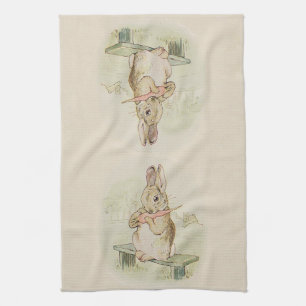 LAPIN VINTAGE, SERVIETTE DE CUISINE EN PASTEL DE