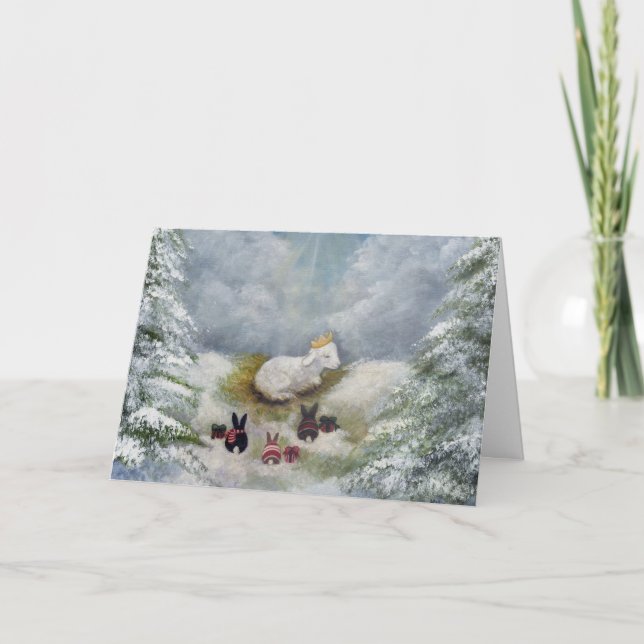 Lapins et carte de Noël d'agneau (Devant)