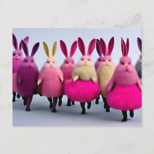 Lapins roses drôles en carte postale d'art générée