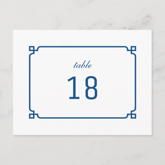 Lapis Bleu Déco Chic Numéro de table Carte postale (Devant)