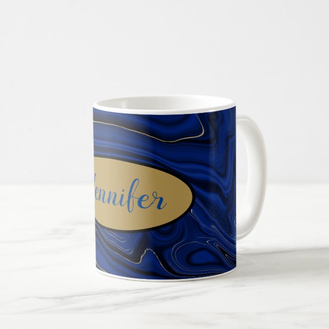 Lapis Blue Agate Wirbel Personalisiert Kaffeetasse (VorderseiteRechts)