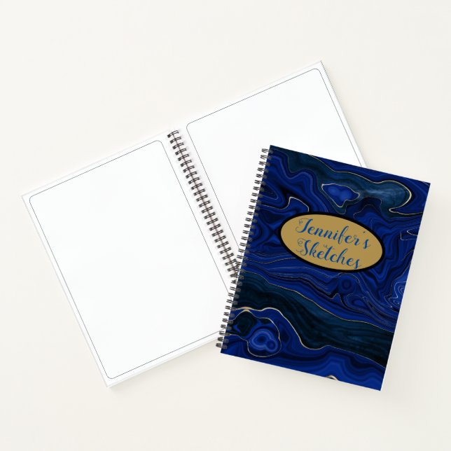 Lapis Blue Agate Wirbel Sketch Notizbuch (Innenseite)