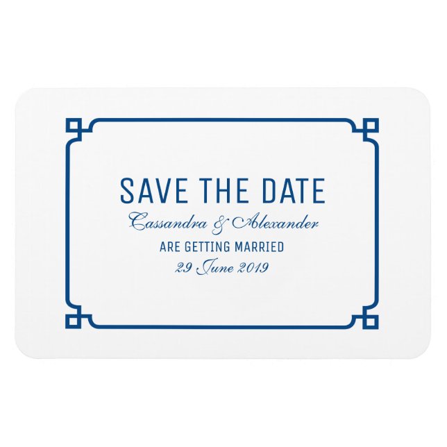 Lapis Blue Deko Chic Save the Date Magnet (Horizontal)