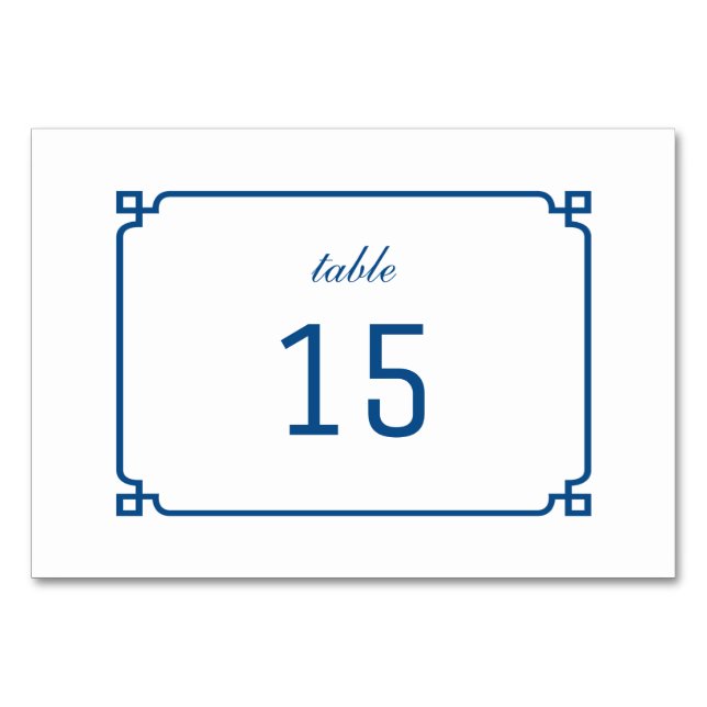Lapis Blue Deko Chic Table Card Tischnummer (Vorderseite)
