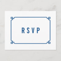 Lapis Blue Deko Chic Wedding RSVP Postcard