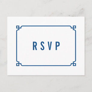 Lapis Blue Deko Chic Wedding RSVP Postcard Einladungspostkarte