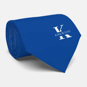Lapis Blue Elegante Monogram + Name beidseitig Krawatte