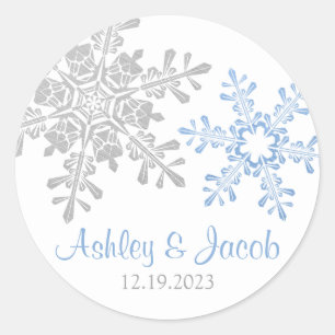 Lapis Blue Silver Snowflake Wedding Runder Aufkleber