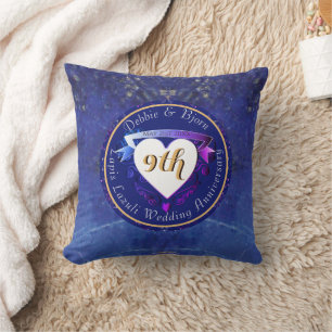 Lapis Lazuli Hearts 9. Hochzeitstag Kissen