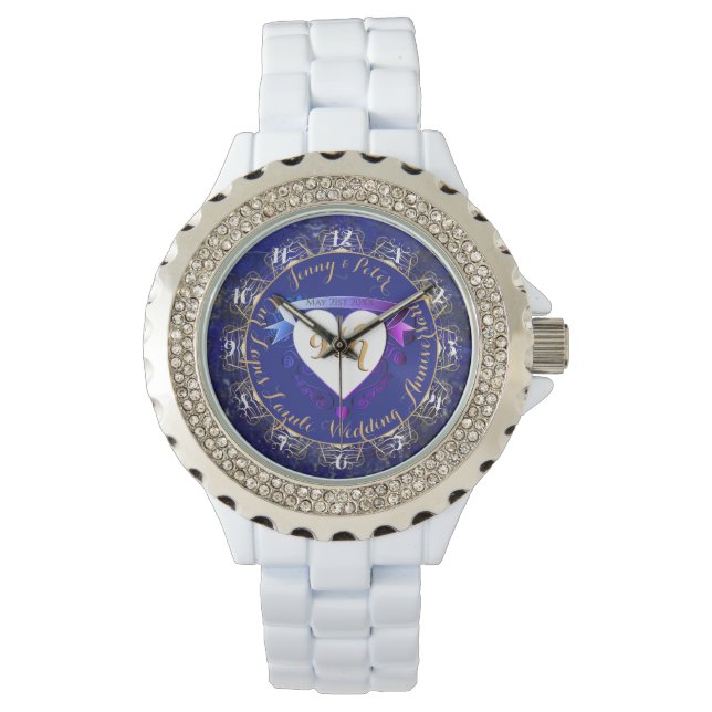 Lapis Lazuli Image Watch zum 9. Hochzeitstag Armbanduhr (Vorderseite)
