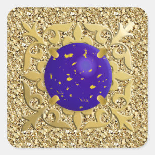 Lapis Lazuli Juwel mit trocken Hintergrund Quadratischer Aufkleber