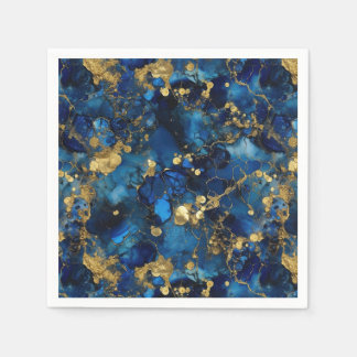 Lapis Lazuli und Gold Alkohol Tinte Serviette