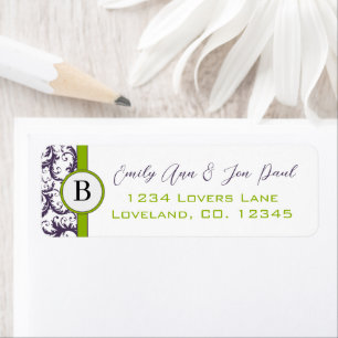 Lapis Lila & Apple Green Damask Hochzeitsmarken