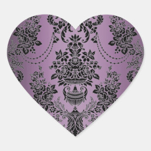 Lapis Lila Black Damask Wedding Umschlag Aufkleber