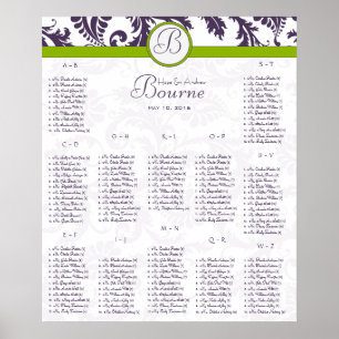 Lapis Lila Damaske Green Seating Chart 12 Tische Poster