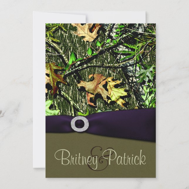Lapis Lila Hunting Camouflage Hochzeitseinladungen Einladung (Vorderseite)