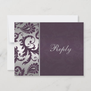 Lapis Lila und Silver Damask RSVP Card II Karte