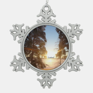 Lapland Sunset Schneeflocken Zinn-Ornament