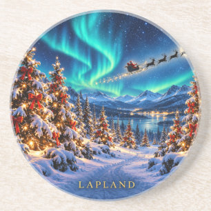 Lapland Weihnachtsmann Schlitten Nordlichter Weihn Getränkeuntersetzer