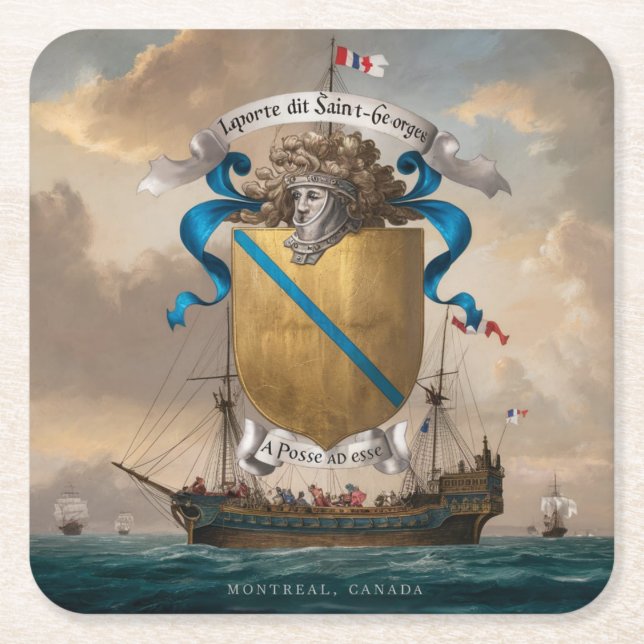 Laporte dit Saint Georges Wappen 4 Rechteckiger Pappuntersetzer (Vorderseite)