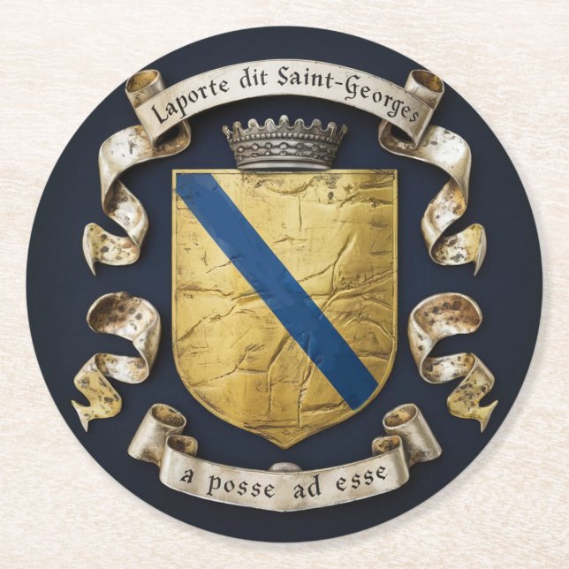 Laporte dit Saint Georges Wappen 5 Runder Pappuntersetzer (Vorderseite)