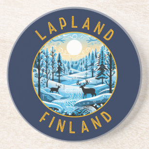 Lappland Finnland Hirsche Retro-gebeutelten Kreis Getränkeuntersetzer