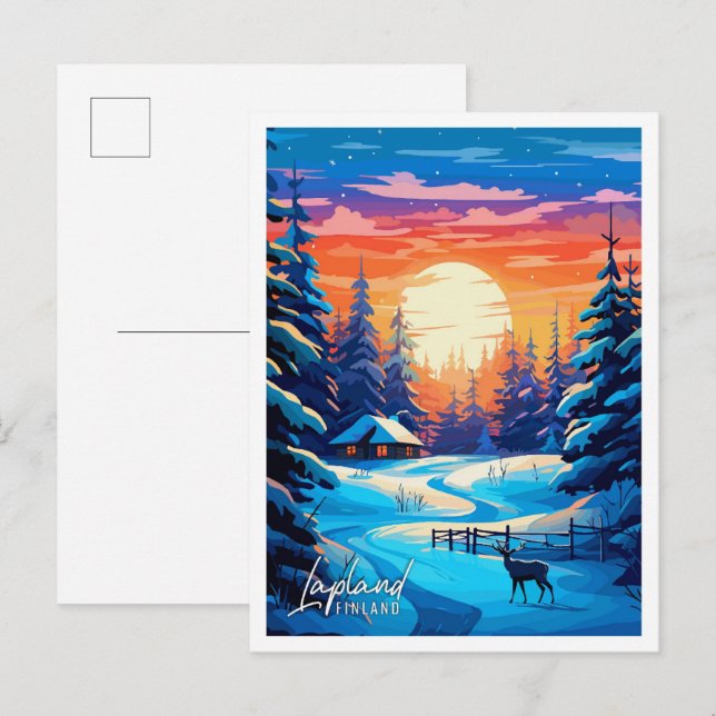 Lappland Finnland Kunstzeitschrift Postkarte (Vorne/Hinten)