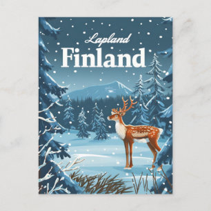 Lappland Finnland Vintage Postkarte