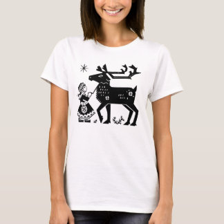 Lappland-Mädchen hält Ren-Damen-T-Shirt T-Shirt