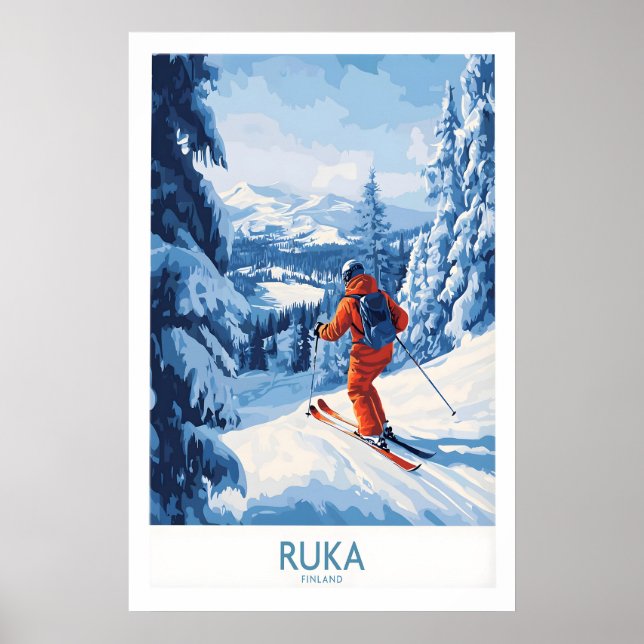 Lappland-Ski-Szene-Wandkunst 1 Poster (Vorne)