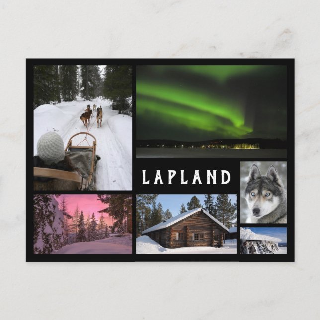 Lappland Winterlandschaften Schwarze Bilderrahmen Postkarte (Vorderseite)