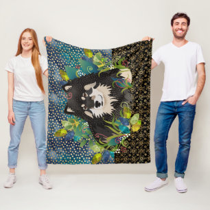 LAPPY GLÜCK Lapphund umfassendes Blau/Gold) 3 Fleecedecke