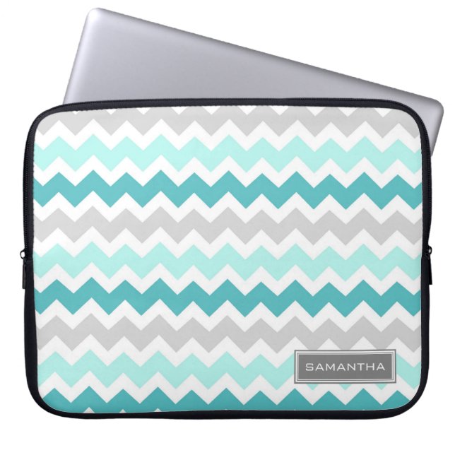 Laptop aquamariner Ombre Zickzack individueller Laptopschutzhülle (Vorderseite)