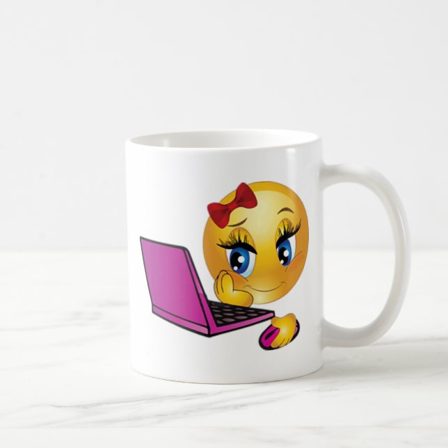Laptop Emoji Girl Kaffeetasse (Rechts)