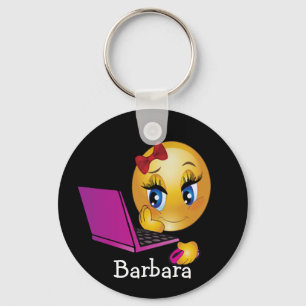 Laptop-Emoji-Mädchen-Schlüsselanhänger Schlüsselanhänger