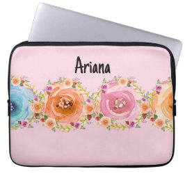 Laptop-Gehäuse in rosa mit farbigen Blume Laptopschutzhülle