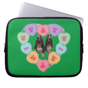 Laptop-Hülle Candy Love Hearts mit Bassets Laptopschutzhülle