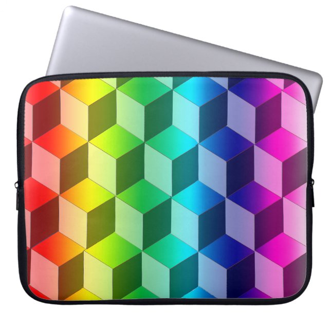Laptop-Hülle - Illusion von Regenbogenblöcken Laptopschutzhülle (Vorderseite)