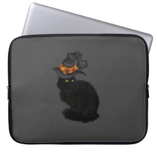 Laptop-Hülle mit schwarzem Halloween-Katze-Design Laptopschutzhülle