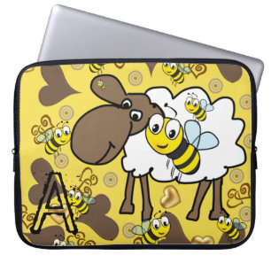 Laptop-Hülle Schaf Braun Herzen Hummel Laptopschutzhülle