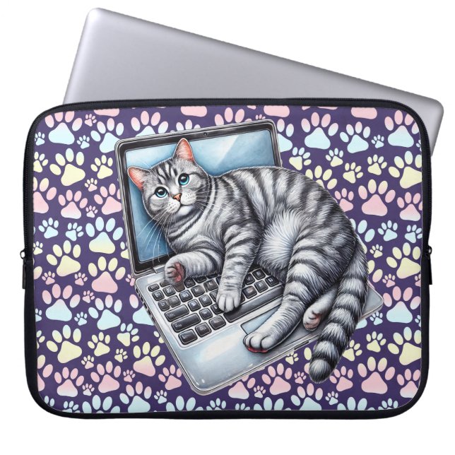 Laptop-Katze Laptopschutzhülle (Vorderseite)