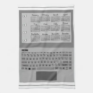 Laptop Keys 2026 Kalender Nähen Schriftart Tee Geschirrtuch