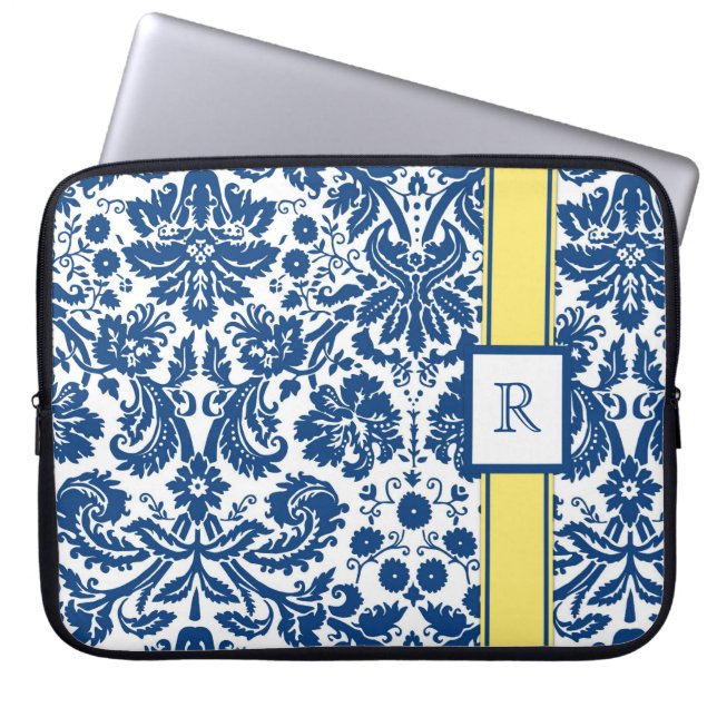 Laptop-kundenspezifische Monogramm-blaue Laptopschutzhülle (Vorderseite)