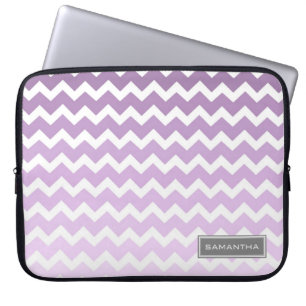 Laptop lila Ombre Zickzack individueller Name Laptopschutzhülle