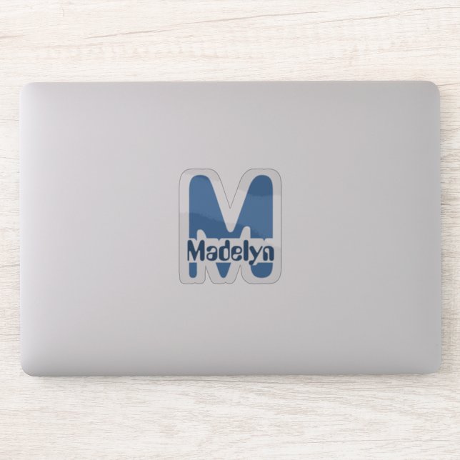 Laptop mit wasserdichten blauen Girl-Monogramm-Nam Aufkleber (Computer)