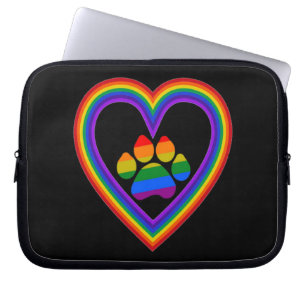 Laptop-Schlauch-Regenbogenherz mit Pfote Laptopschutzhülle