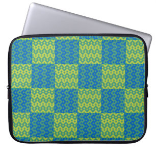 Laptop-Sieb, Smaragdgrüne und blaue Patchwork Laptopschutzhülle