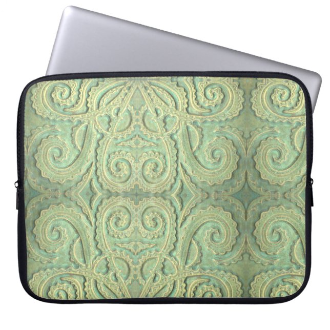Laptop Sleeve Fiddlehead Fern Fliesen grün (Vorderseite)