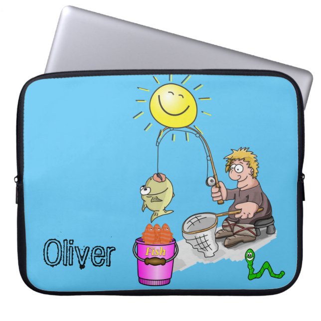 Laptop Sleeve Fisherman, Fischen, Sun Blue (Vorderseite)