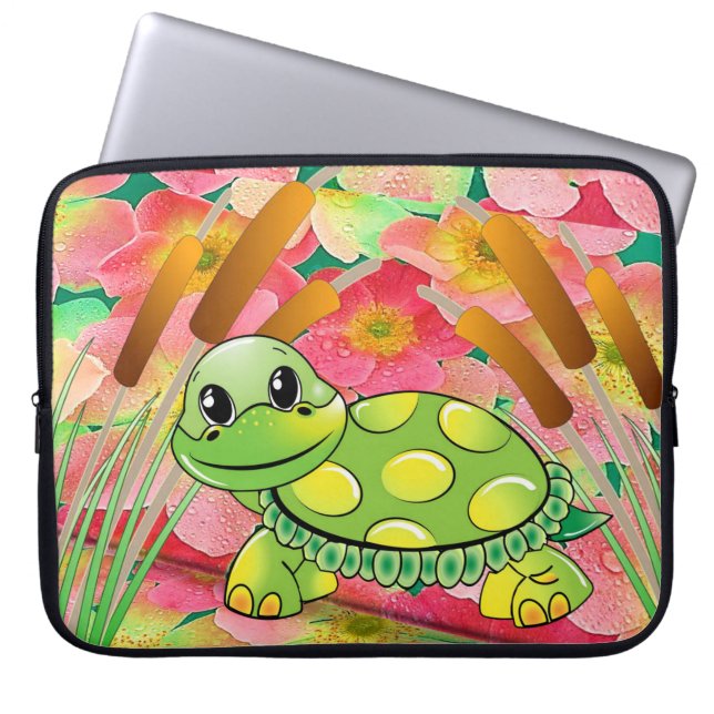 Laptop Sleeve Floral Turtle (Vorderseite)